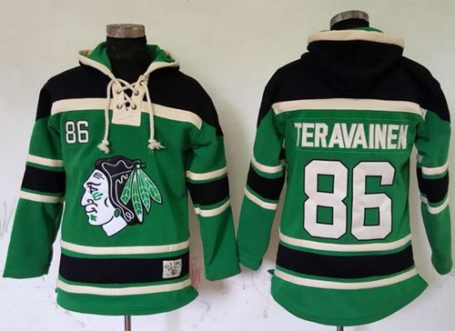 Blackhawks #86 Teuvo Teravainen Green St. Patrick's Day McNary Lace Hoodie Stitched NHL Jersey - Click Image to Close